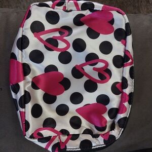 SATIN Polka Dot and Heart Patterned JEWELRY/MAKE-UP zipper BAG
